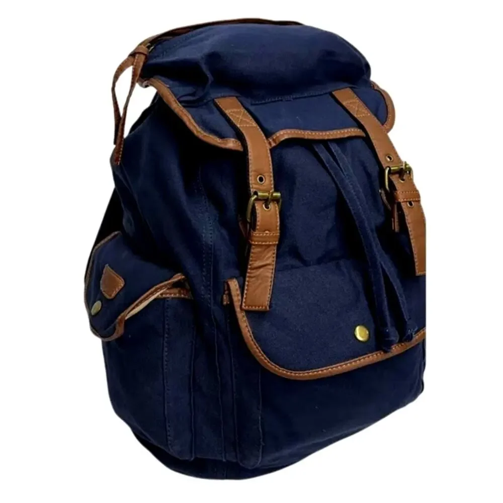 NWT! Hynes Eagle Retro Designer Canvas‎ Backpack 28L NAVY